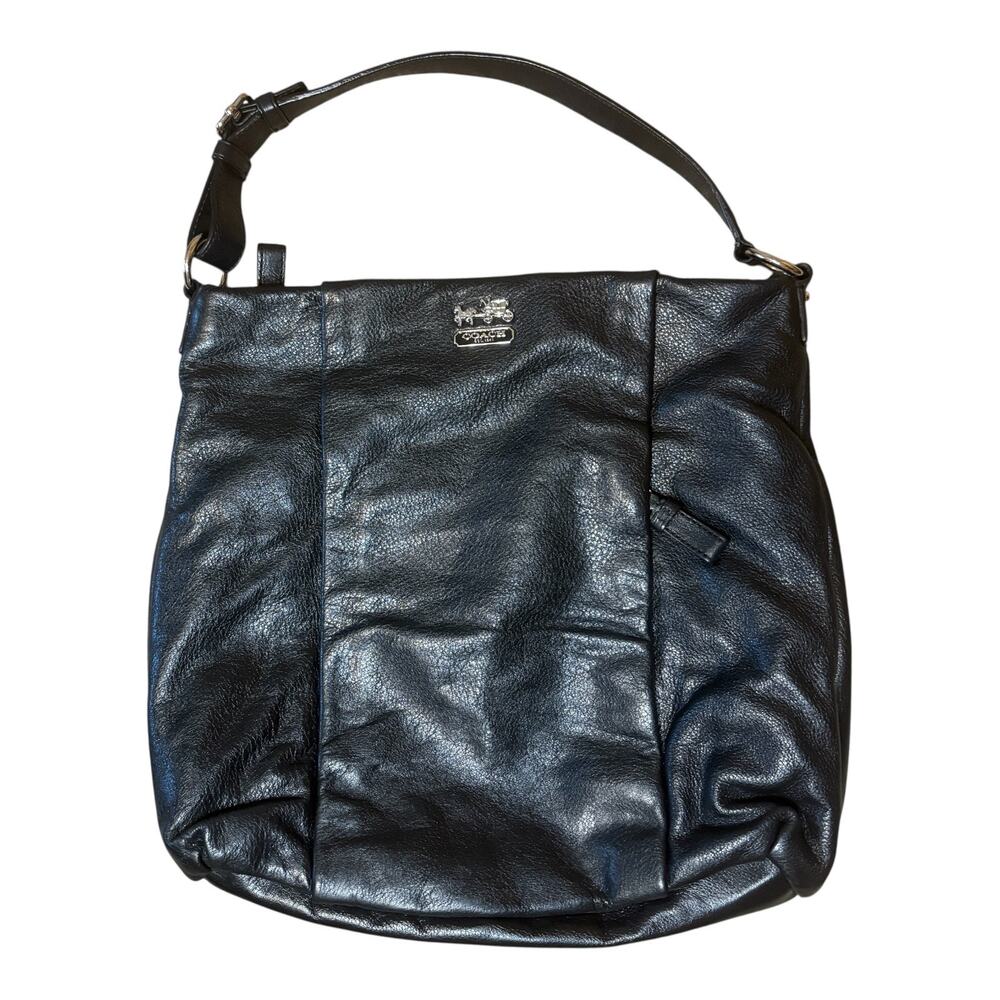 Coach Madison Isabelle Pebbled Black Leather Shoulder Hobo Bag